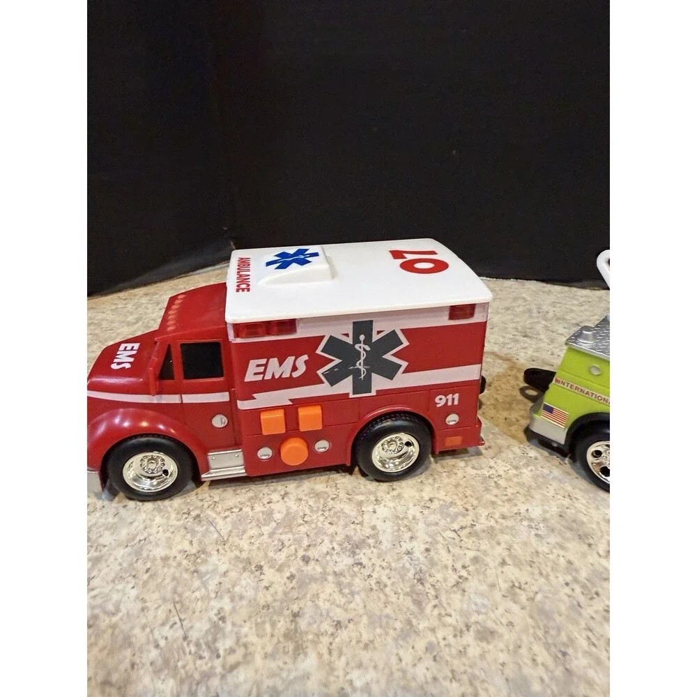 Tonka Lights & Sounds EMS Ambulance + Airport Fire Truck Lot Tested